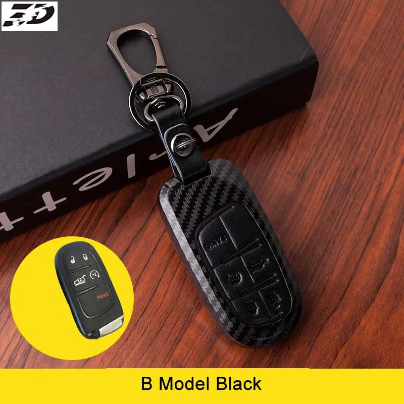Кожаный чехол для ключей из углеродного волокна Jeep Grand Cherokee Compass Patriot Dodge Journey Chrysler