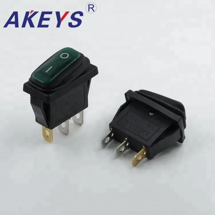 

4PCS KCD3-101FS-N 3 pins 2 Position Waterproof ON-OFF rocker switch with Green light