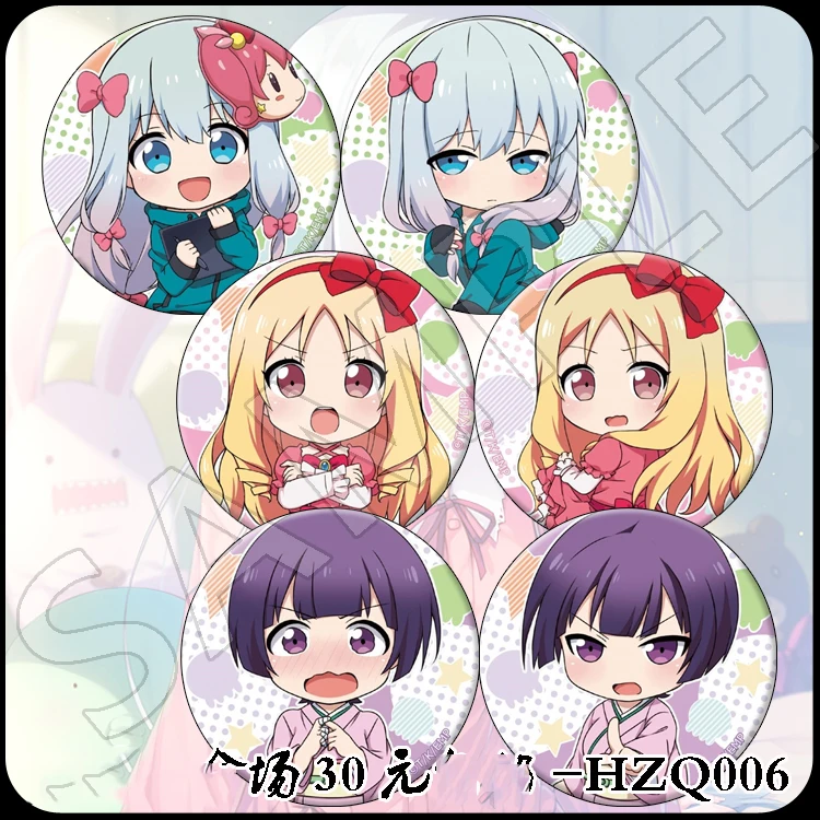 6 шт./компл. 58 мм Eromanga Sensei Masamune Yamada Elf Izumi Sagiri Jinno Megumi Badge Брошь на рюкзак значки