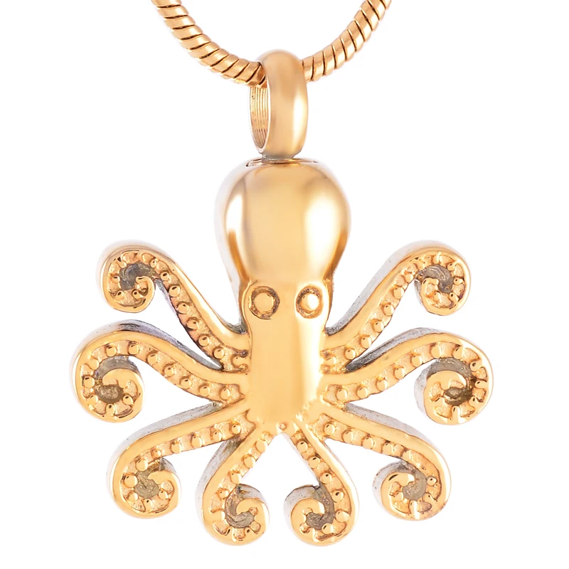 

IJD9390 Cute Octopus Shape Stainless Steel Pet Cremations Keepsake Pendant for Ashes Urn Memorial Necklace Jewelry