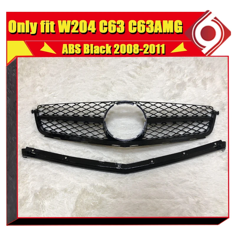 Подходит только для W204 C63 C63AMG ABS Черная Спортивная Передняя решетка гриля C class C180