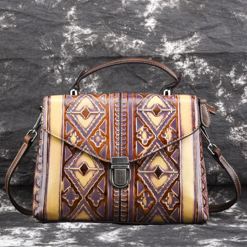 Natural Skin Women Cross Body Messenger Shoulder Bag Tote Leisure Handbag European Style Genuine Embossed Leather Top Handle | Багаж и