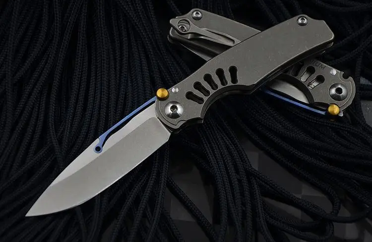 Кевин нож John VENOM tilock M390 из нержавеющей стали раскладной нож Синий titanium Открытый Отдых на природе, карманный нож для повседневного использования, с нейлоновым нож чехол - Цвет: Grey color
