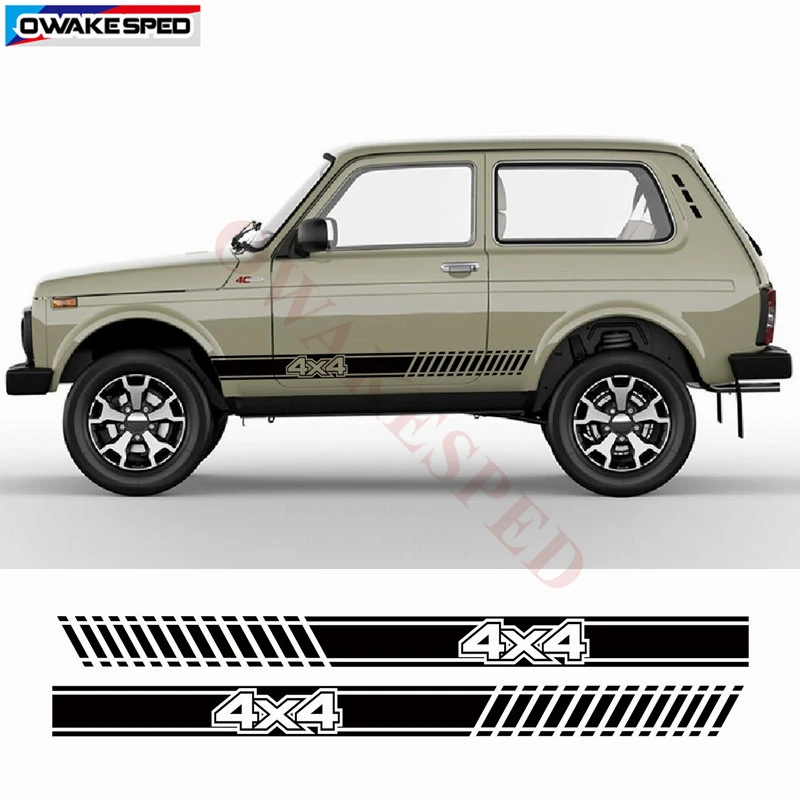 Racing Car Door Side Skirt Sticker For LADA NIVA 4X4 OFF ROAD Styling Sport Stripes Auto Body Customized Decals Both Side 1 set