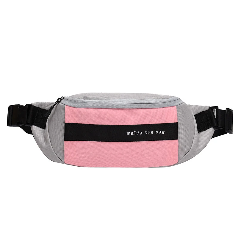 Pink Waist Bag Новая модная Лоскутная поясная сумка для женщин, водонепроницаемая сумка через плечо, повседневные Нейлоновые женские нагрудные сумки, удобная поясная сумка для девочек - Цвет: Pink Waist Bag