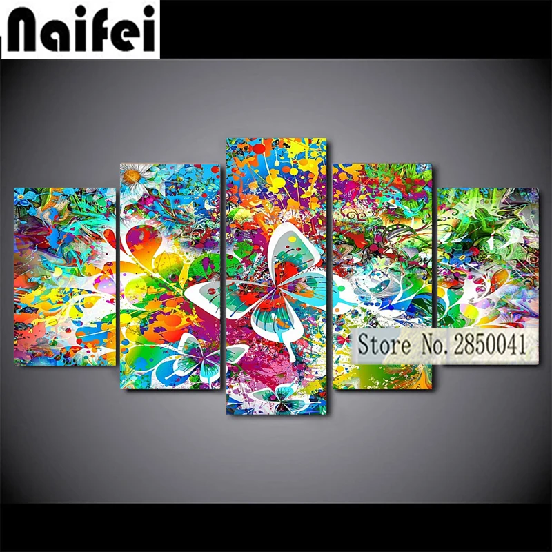 5 шт. алмазная живопись 3D цветок бабочка красочная абстракция полная вышивка 5D DIY