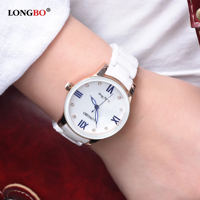 LONGBO Luxury Fashion Casual Quartz Watches Lady relojes mujer Imitation Ceramic Women Wristwatches Girl Dress Clock 80170 | Наручные