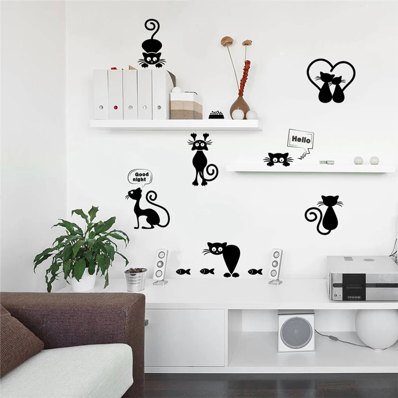 Наклейки на стену с изображением милого кота|stickers home decor|wall stickerwall stickers decor |