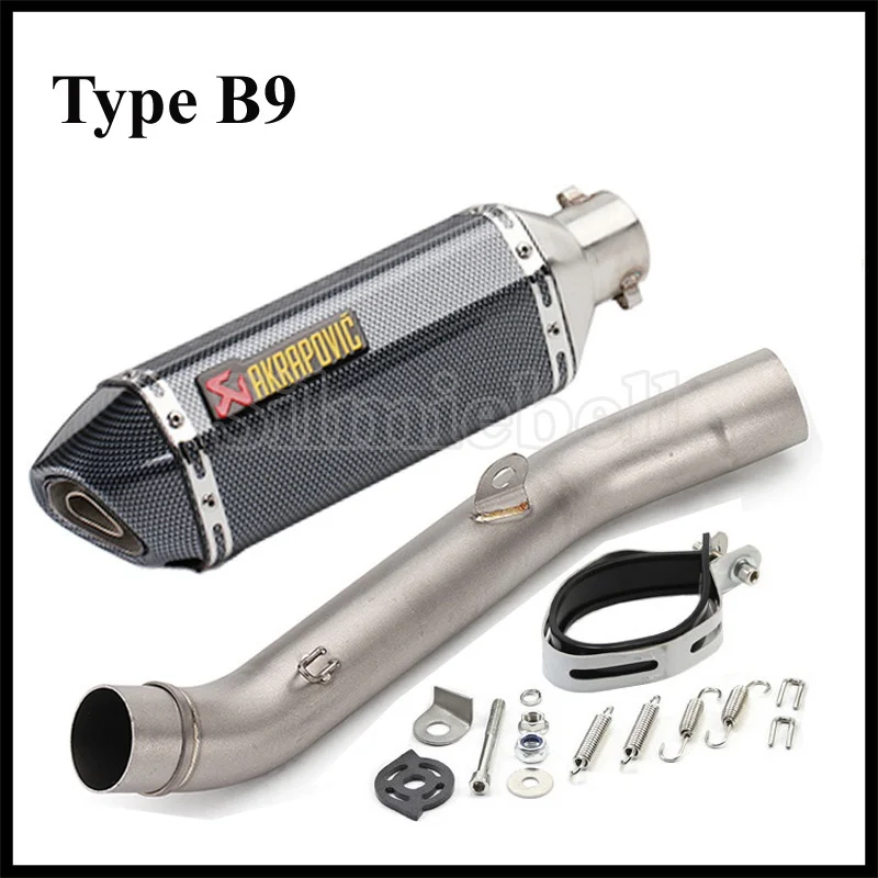 Type B9 Akrapovic выхлопная труба мотоцикла для Kawasaki Z800 выхлопная 2013- без шнуровки выхлопная труба мото Глушитель со средней соединительной трубой - Цвет: Type B9