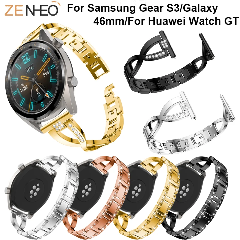 

Wrist band For Huawei Watch GT Strap 22mm Replacement Bracelet watches straps for Samsung Galaxy 46mm Bling Rhinestone watchband