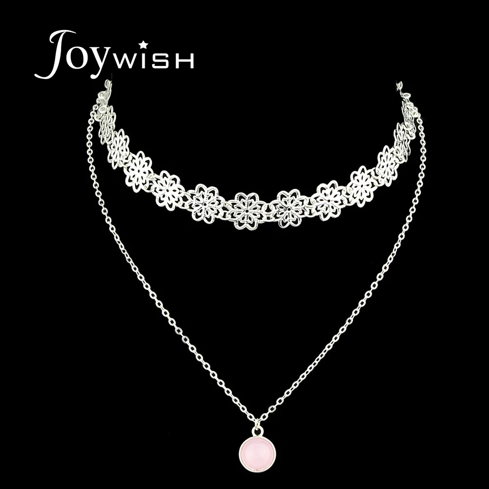 Joywish панк рок Стиль цвета: золотистый серебристый Цвет Multi Слои цепи с розовым