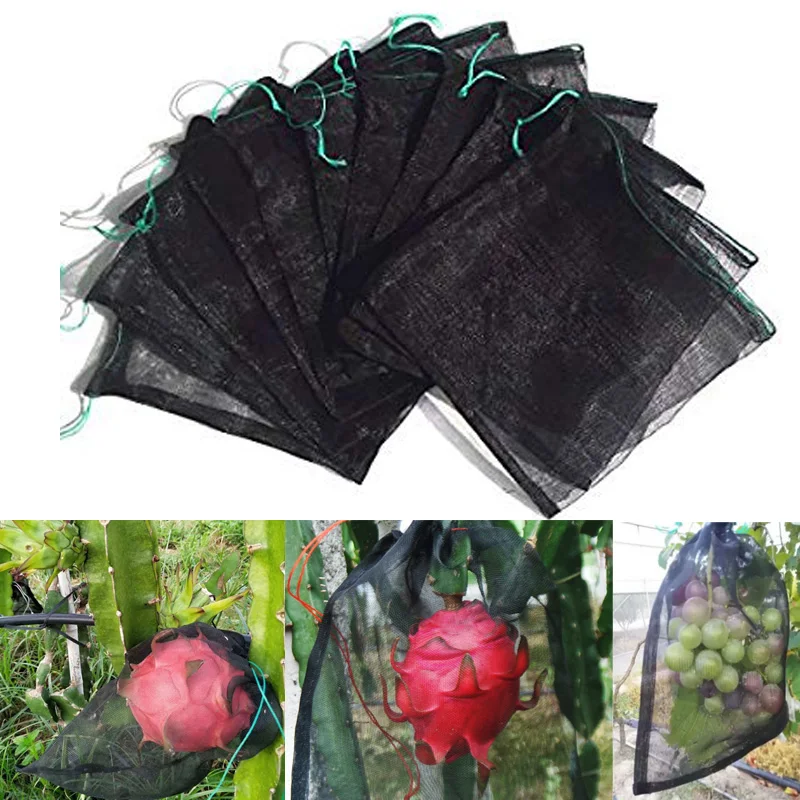 100PCS  Fruit Protection Bag for Vegetable Grapes Apples Pitaya Agricultural Pest Control Anti-Bird Netting Mesh Bags