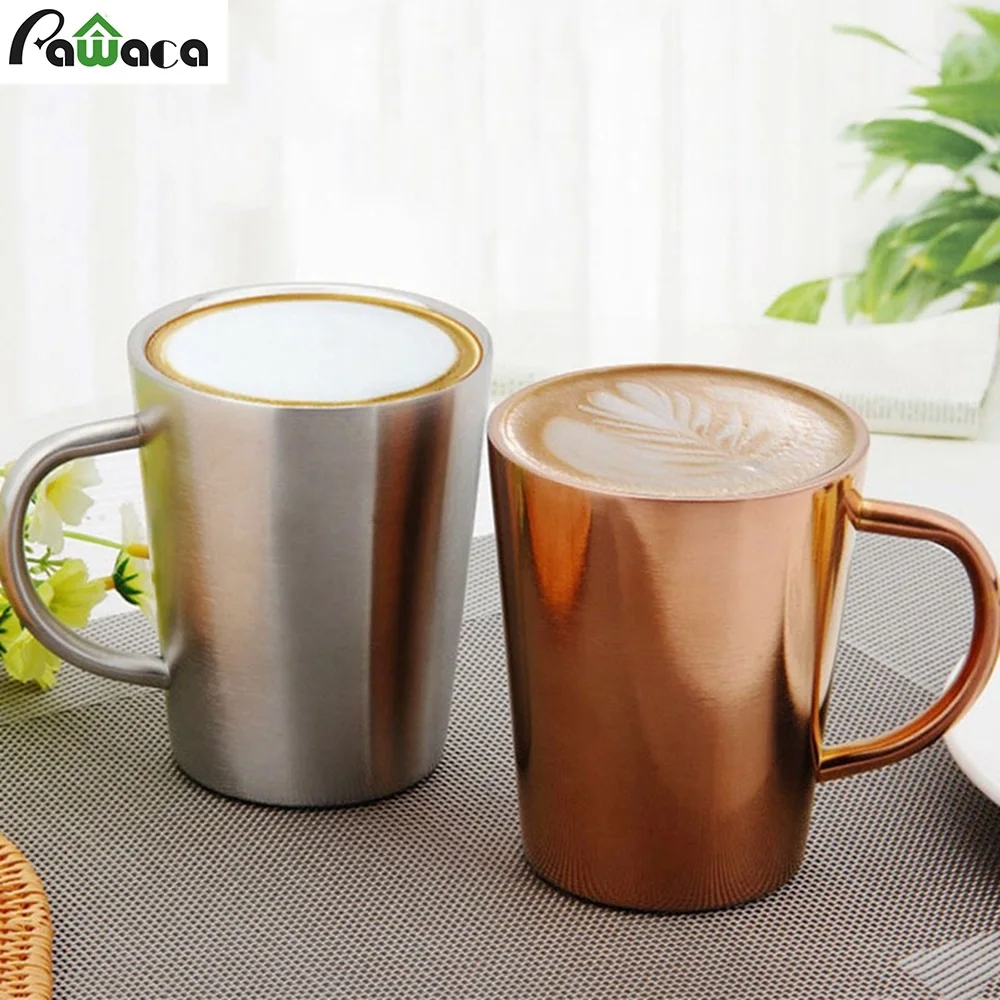 Кофейная кружка с двойными стенками из нержавеющей стали медным покрытием в