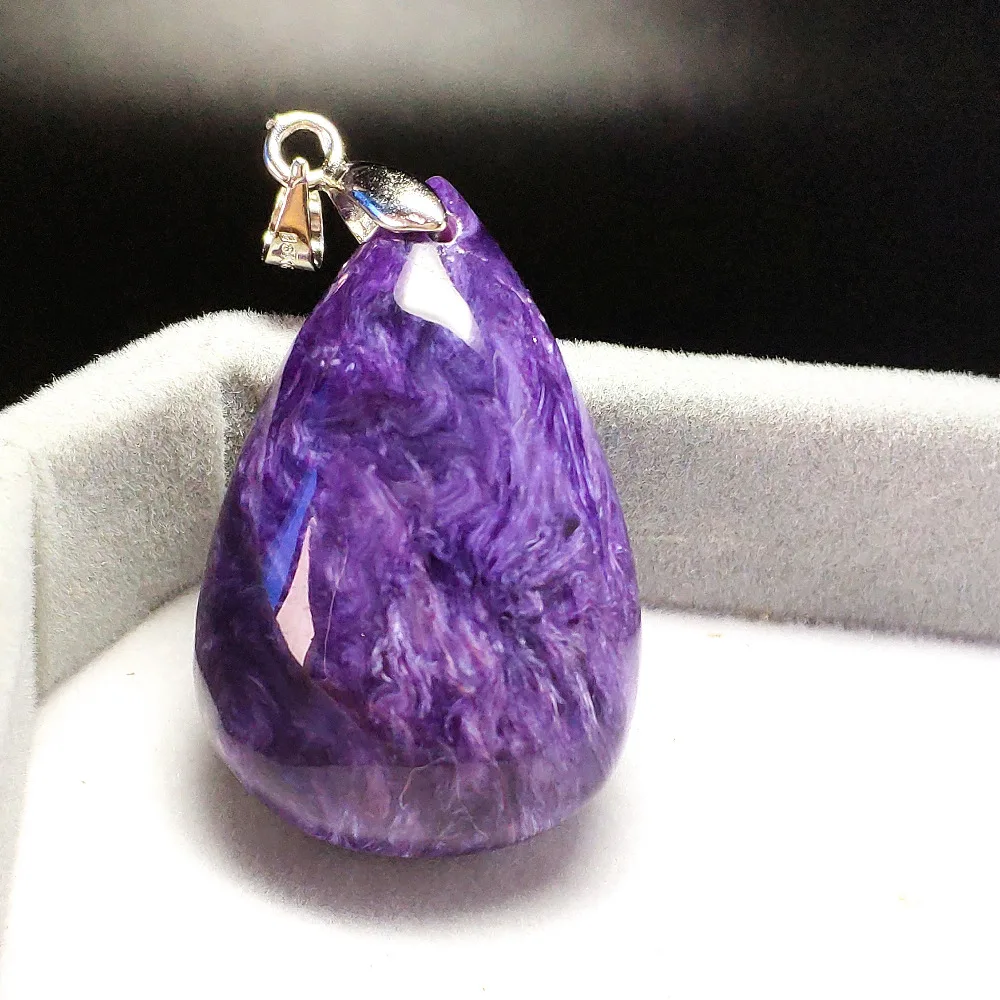 Подвеска в виде капли воды из натурального фиолетового Charoite женское ожерелье с