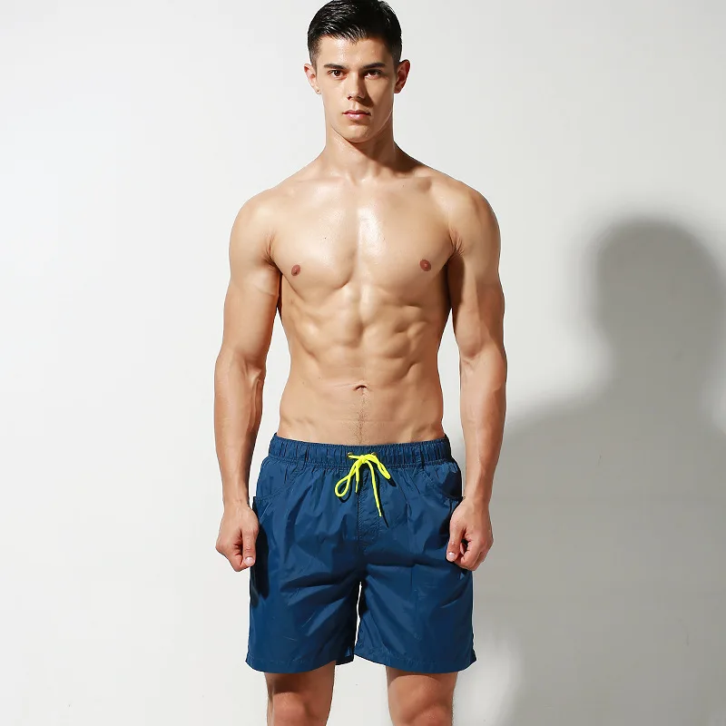 Navy Blue Быстросохнущие пляжные шорты, Мужская одежда для плавания, Шорты для плавания, мужские плавки, Пляжные штаны для серфинга, купальный костюм, морские спортивные шорты для тренировок - Цвет: Navy Blue
