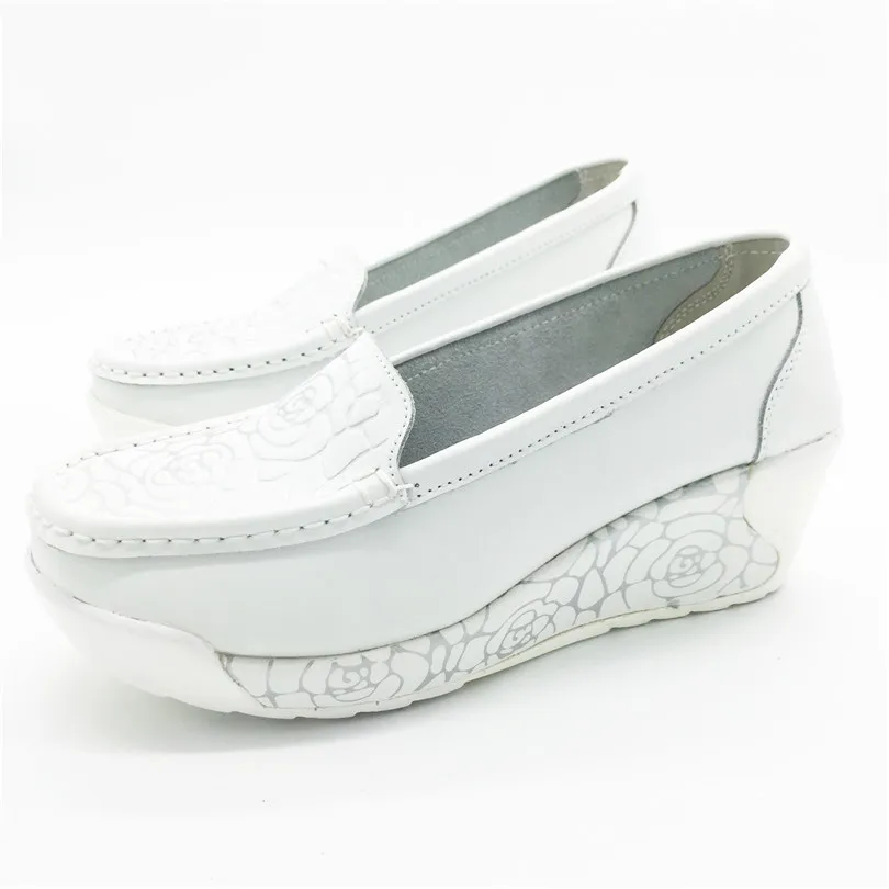 Женские туфли на танкетке с цветочным принтом без застежки|slip on|slip on shoesslip platform |