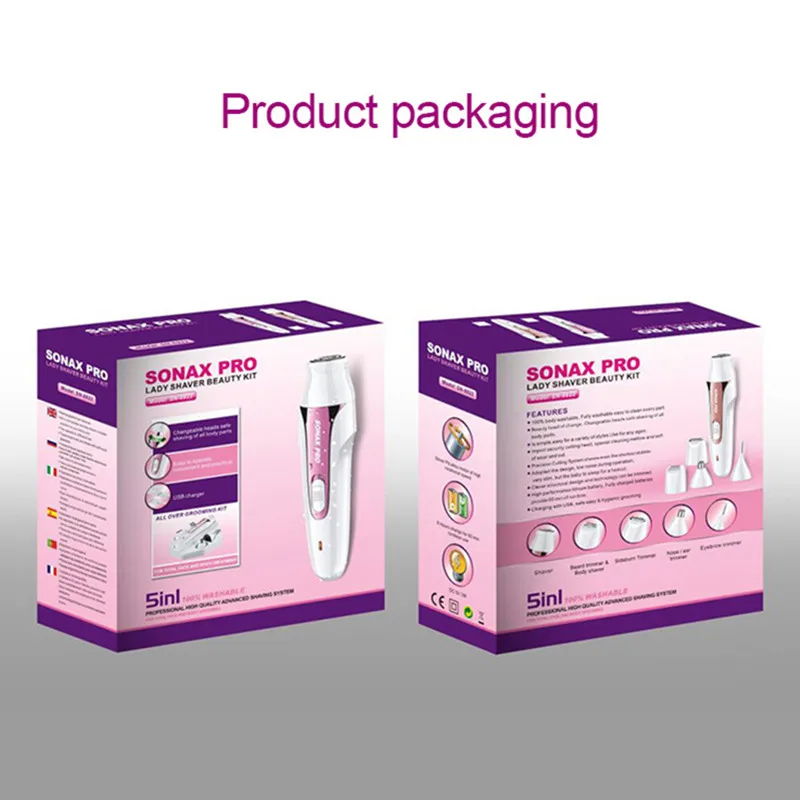 Rechargeable Depilador Facial 5 in 1 Electric Hair Remover Set Comes with Detachable Attachments for Your Body Removal | Бытовая