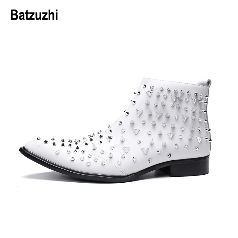 Ботинки Batzuzhi мужские с заклепками кожаные заостренный носок шипы для