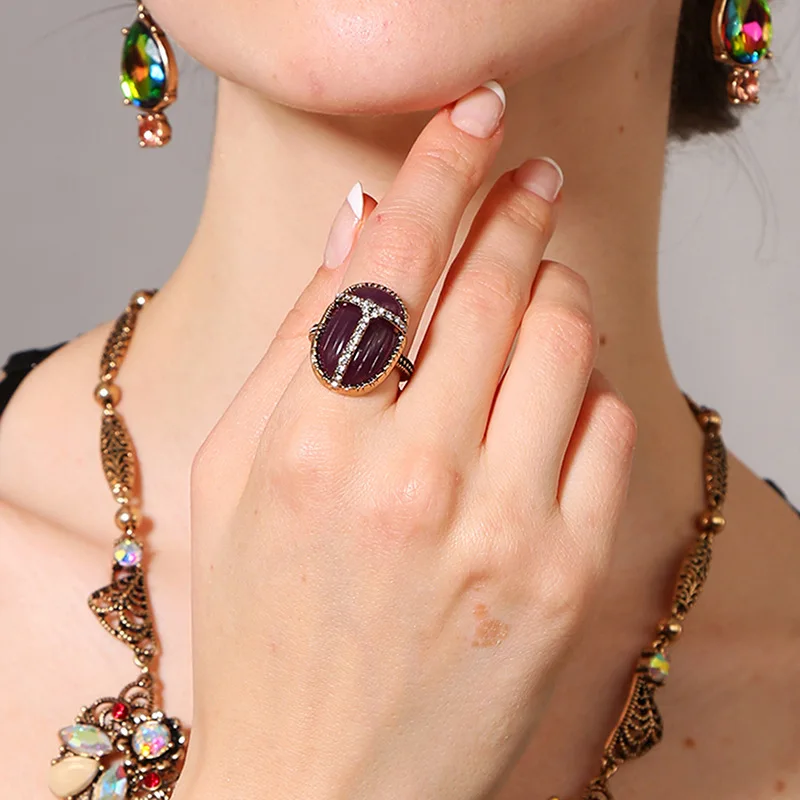 Модная новинка 2018 искусственная кожа для женщин фиолетовая Винтажное кольцо