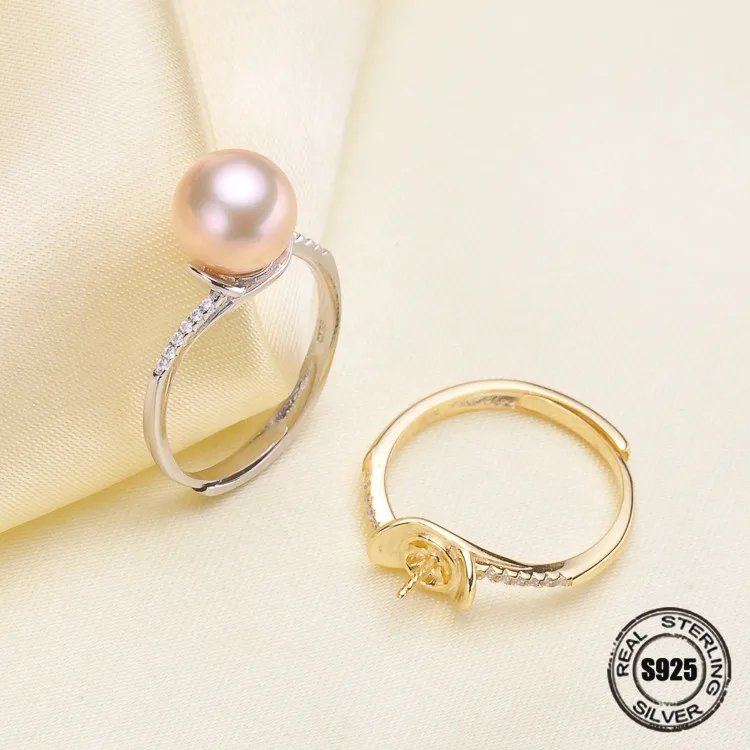 925 sterling silver adjustable size pearl Open Size Adjustable Rings DIY Findings &amp Components | Украшения и аксессуары