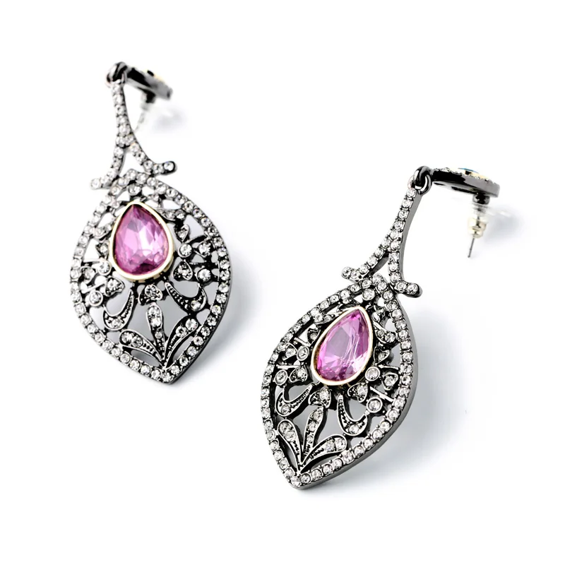 Новый дизайн индийские фиолетовые серьги свисающие капли сжигающие подвески из