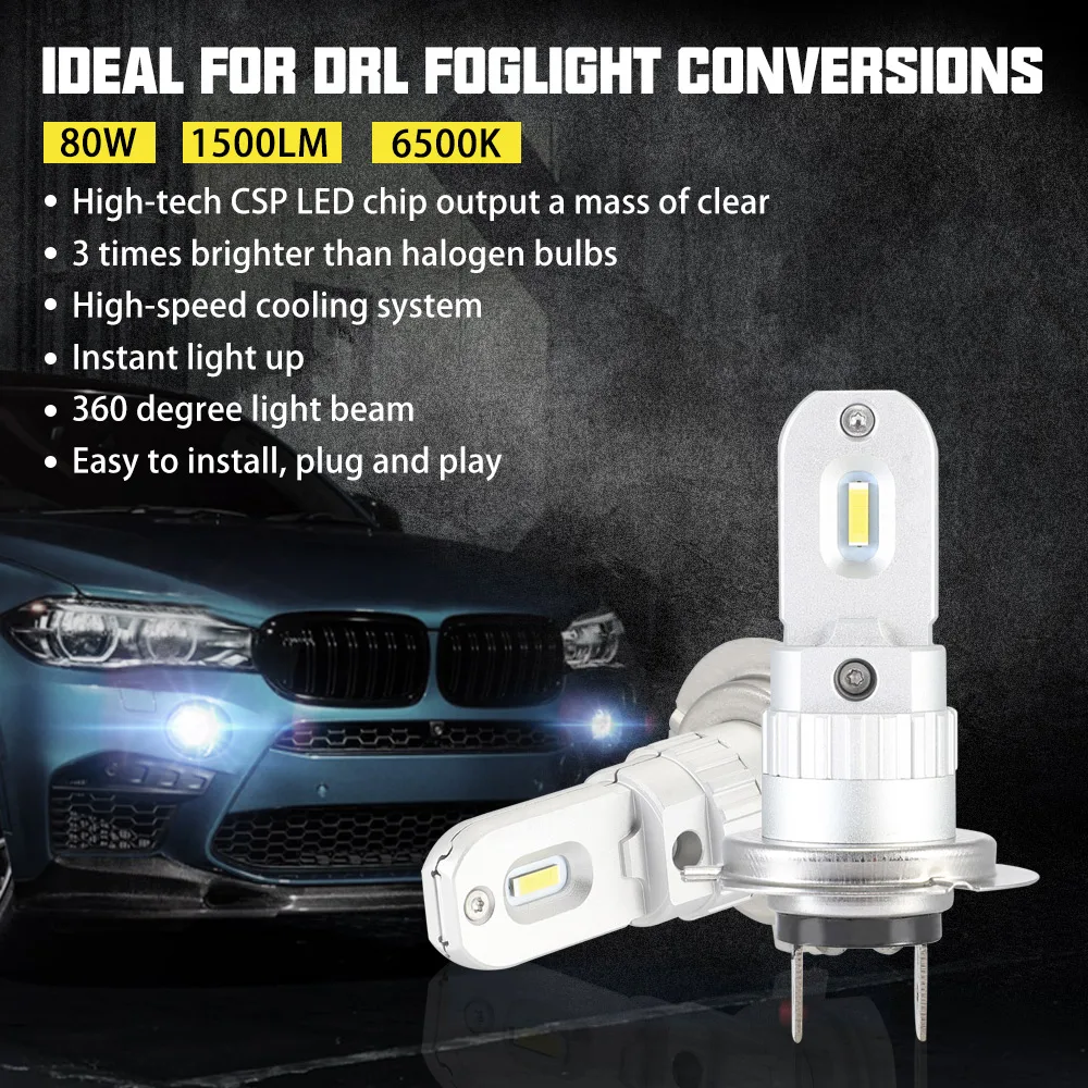 2x H7 Led H1 H3 1156 3157 9005 H4 H11 T20SW CSP чип Canbus внешняя Светодиодная лампа Автомобильные