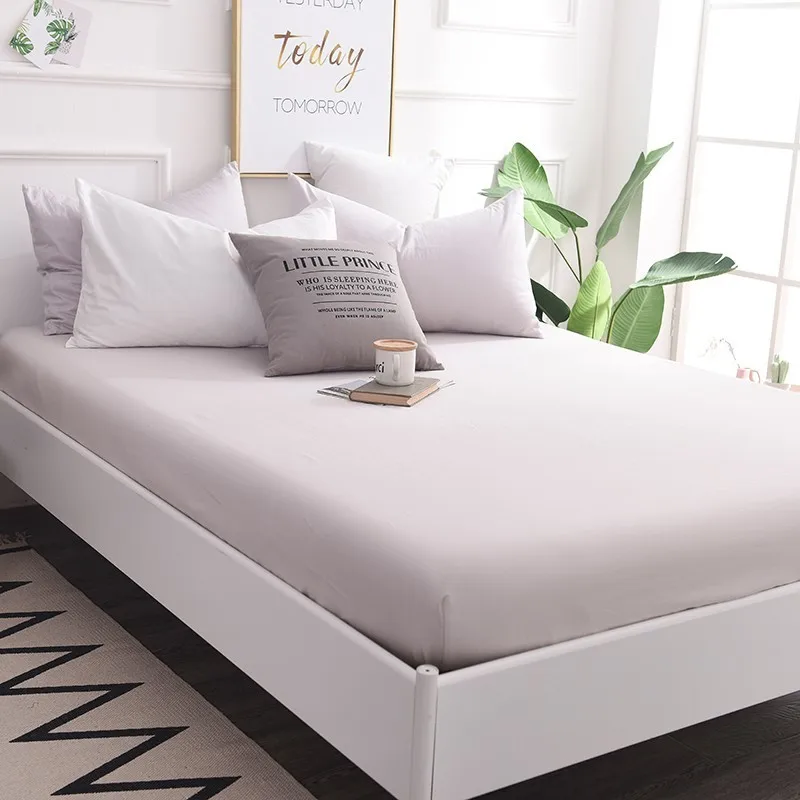 Solstice Home Textile Silver Grey Solid Color Simple Nordic Mattress Cover Cotton Fitted Bed Sheet Adult Teen Girl Boy King Twin | Дом и сад