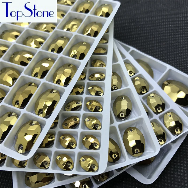 TopStone овальные пришивные стразы из золотистого гематита камни для одежды | Дом и