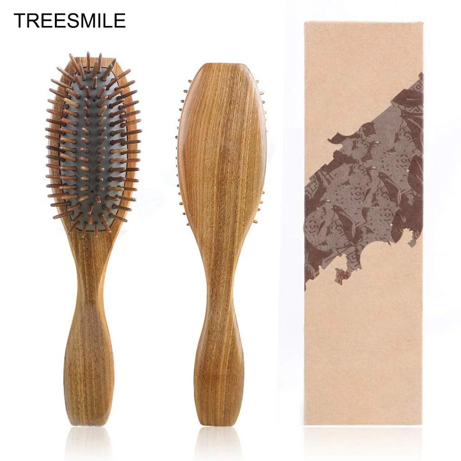 Щетка для волос из сандалового дерева деревянная натуральная Массажная расческа