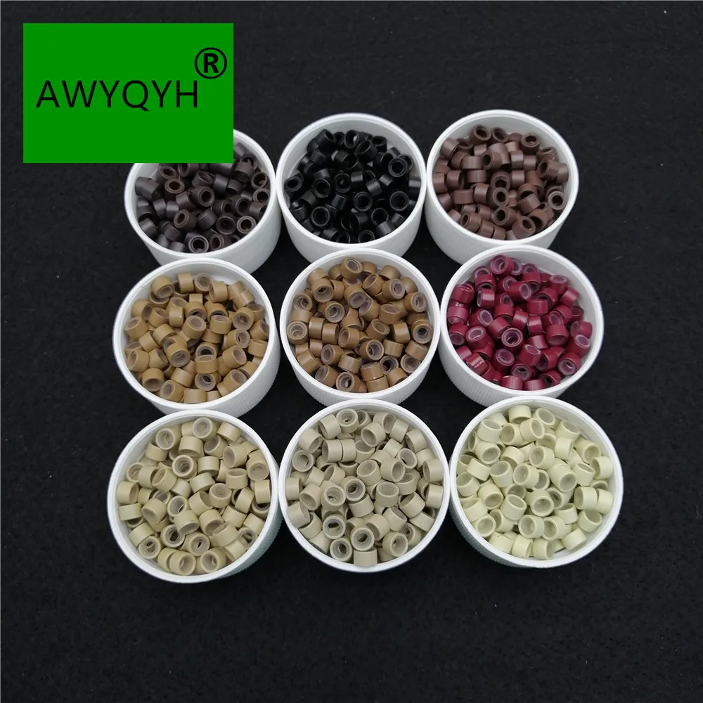 

5000pcs 5.0mm Silicon lined Micro Rings Silicone Links Beads For Feather Shoe lace I tip stick Hair Extension tools