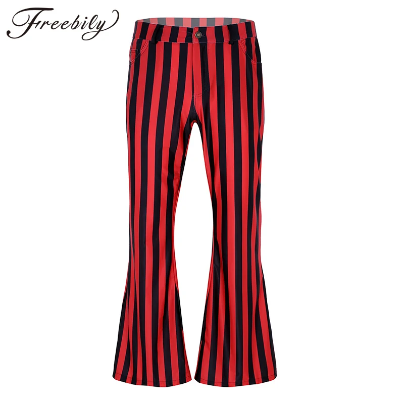 

Mens 60s 70s Vintage Mid Waist Striped Stretch Bell Bottom Super Flares Long Pants Trousers Men's Flare Pants Flared Bell Pants