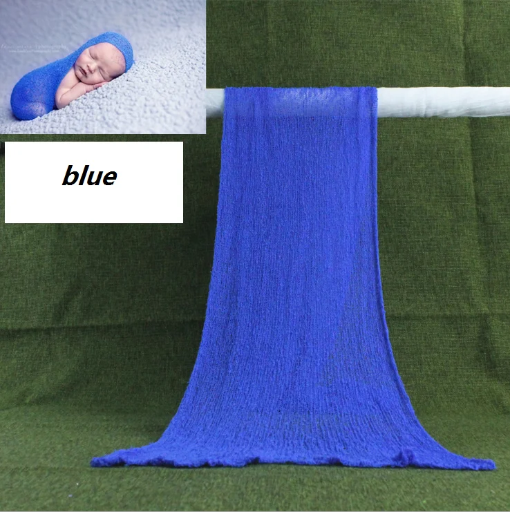 blue Новорожденный реквизит для фотосессии одеяло хлопковое обертывание растягивающееся детское одеяло пеленание новорожденный фотосессия - Цвет: blue