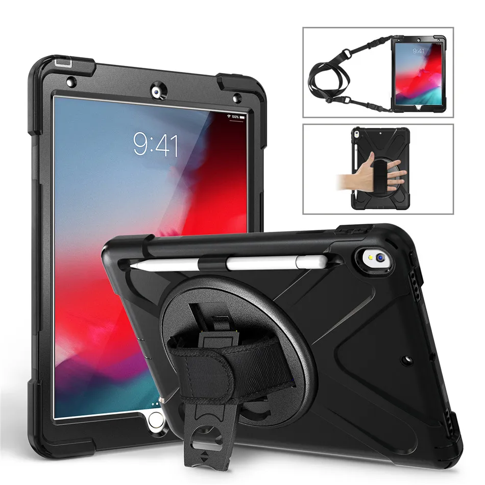 Чехол для ipad air 3() противоударный сверхпрочный силиконовый+ PC Kickstand чехол с запястье+ плечевой ремень Чехол для ipad Pro 10,5