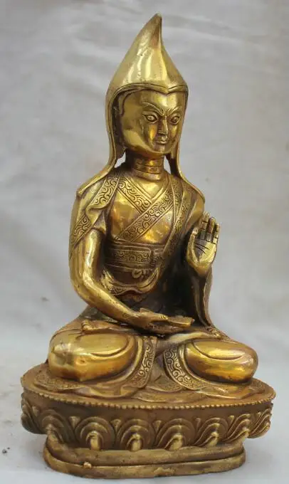Песня voge Gem S6178 9 &quotТибет буддизм Бронзовая позолота сиденье цветок Je Tsongkhapa статуя
