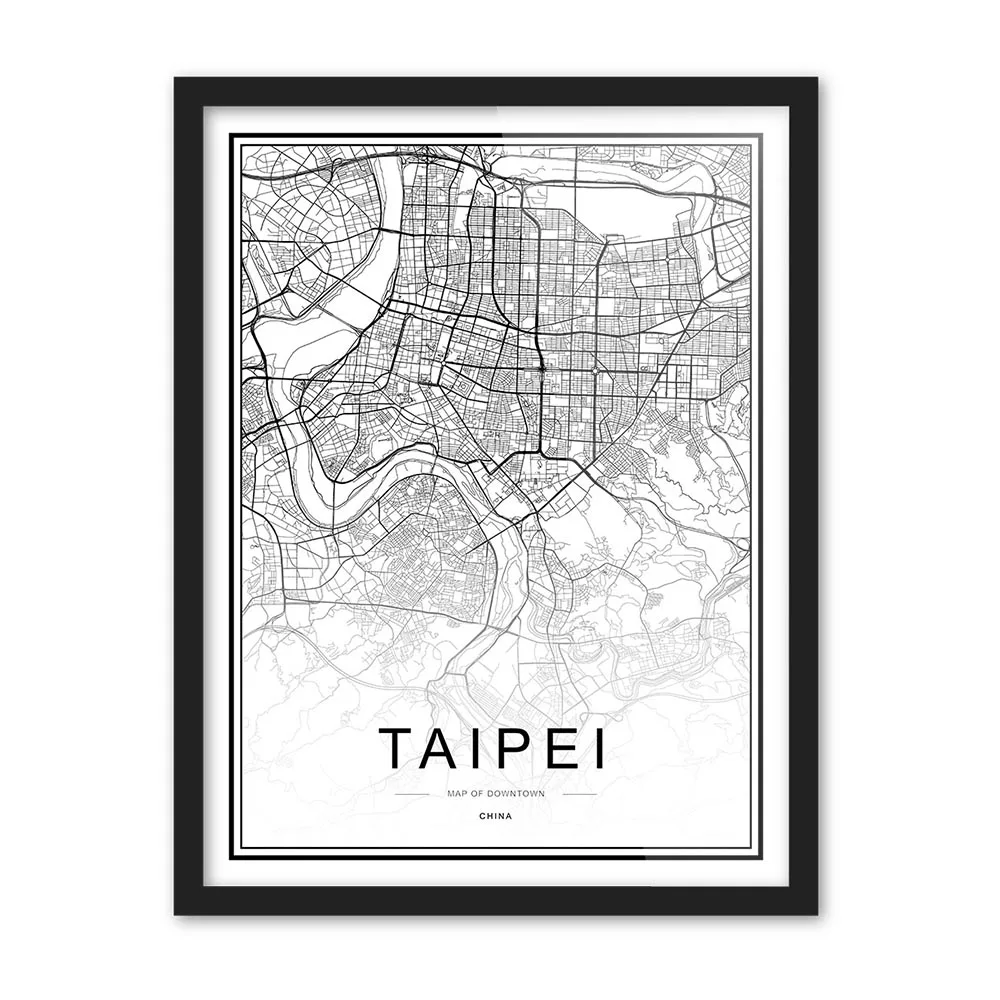 Черно-белая пользовательская карта городов мира, Лондона, Парижа, Нью-Йорка, плакаты, принты в скандинавском стиле, настенные художественные картины, домашний декор, Картина на холсте