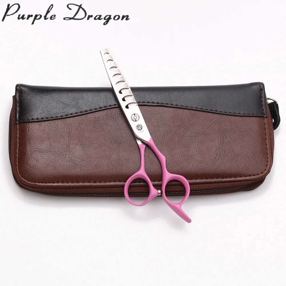 Z9122 6&quot 440C Purple Dragon Pink Barber Makas Hair Cutting Scissors Thinning Shears Willow Leaf Shape Salon | Красота и здоровье