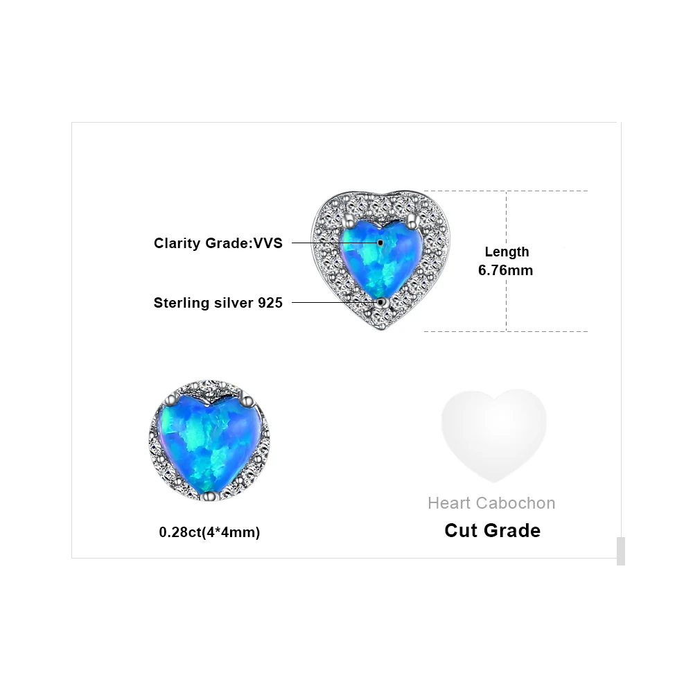 JewelryPalace сердце кабошон создан черный опал серьги Аутентичные 100% 925 пробы