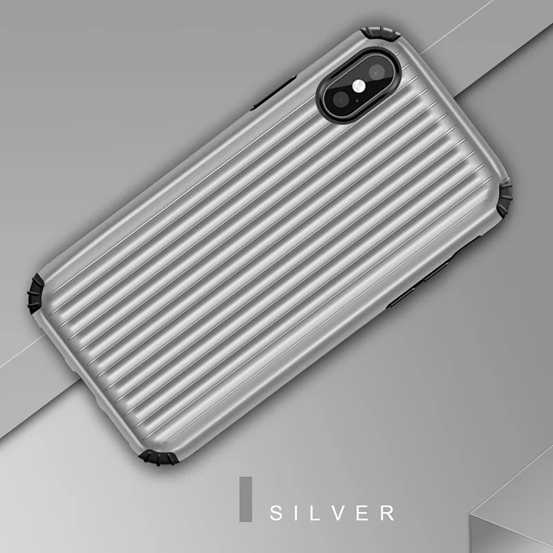 Rheinruby Classic Luggage Case For iPhone X XS XR Max 7 8 Plus 6 6S 2 in 1 Double Protection Suitcase Phone Cover Coque |