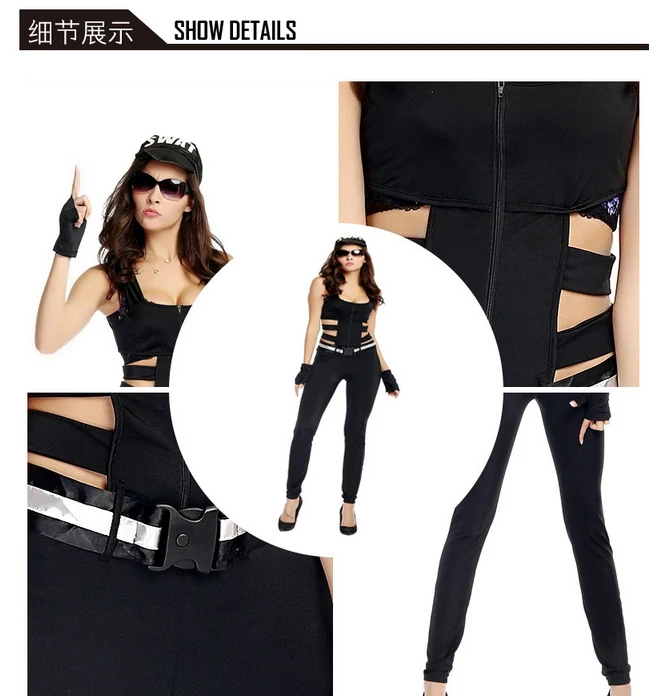 Горячие сексуальные черные полицейские копы косплей костюмы оптом снайперский