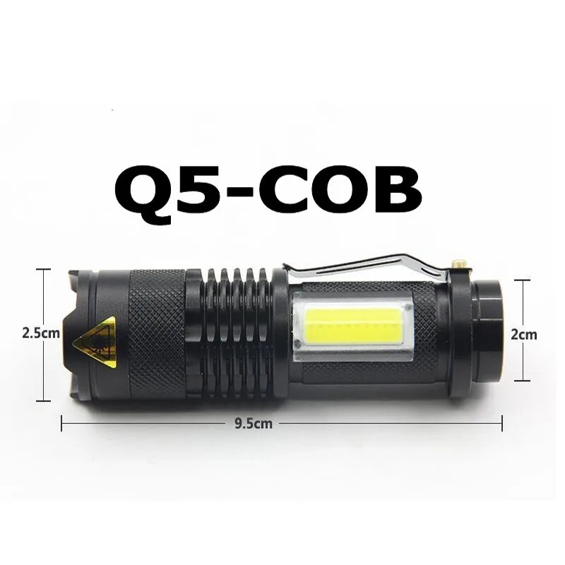 3800LM XML-Q5 + COB светодиодный фонарик Портативный мини ZOOM torchflashlight использование AA 14500