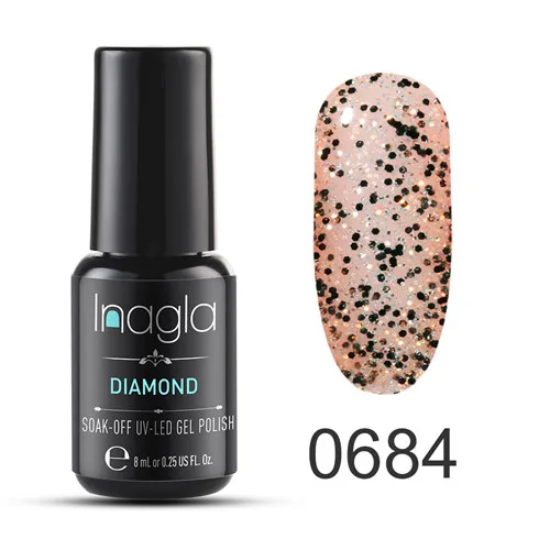 0684 Inagla, Классический Гель-лак, долговечный УФ-светодиодный светильник, отмачиваемый Гель-лак для ногтей, блестящий гель для маникюра, Блестящий лак для ногтей, Алмазный гель - Цвет: 0684