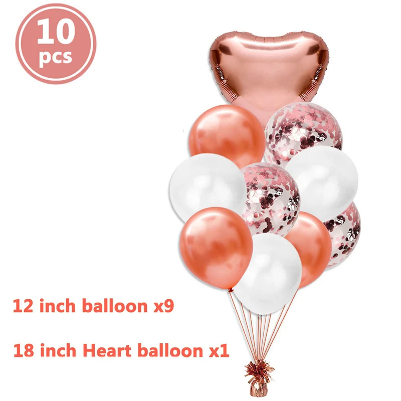 rose gold 10 шт. смешанных воздушных шаров для вечеринки в честь рождения мальчика украшения Дети День рождения товары для вечеринок Babyshower пол показать крещение игра - Цвет: rose gold