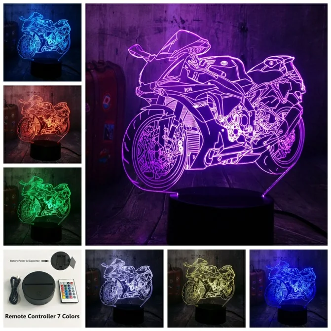 Controller 7 Color Новая мотоциклетная обувь велосипед мотоцикл крутые Детские кубики, игрушки для мальчиков 3D светодиодный ночной Светильник USB RGB LED Настольная лампа домашний декор Новинка Рождественский подарок - Испускаемый цвет: Controller 7 Color