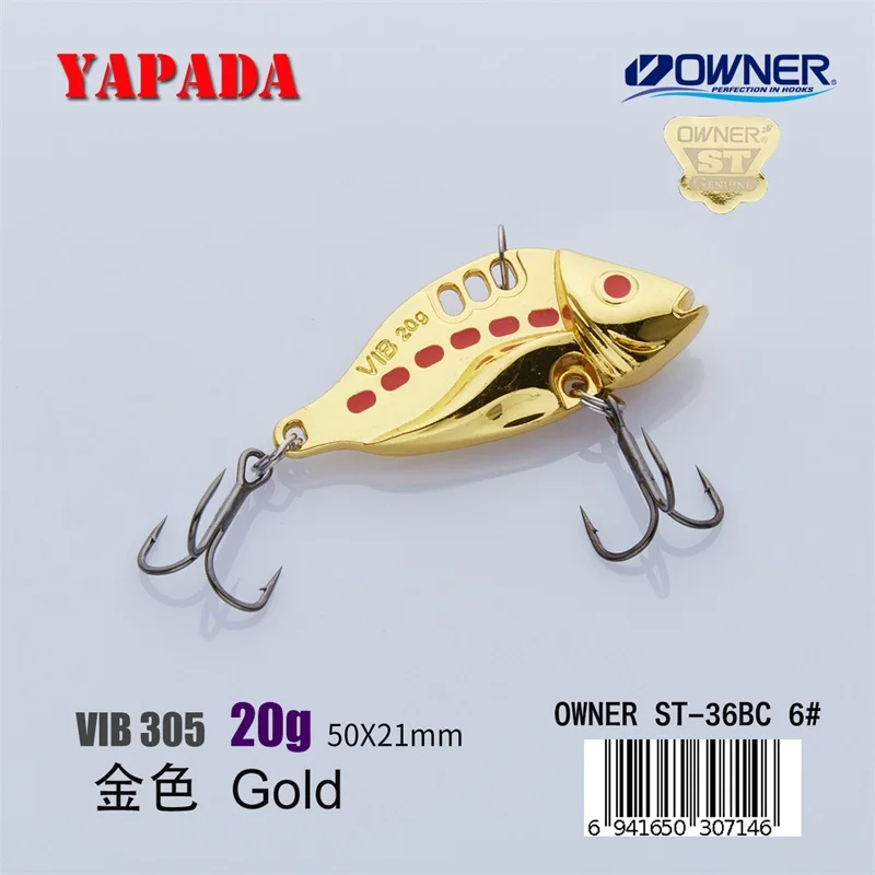 Gold 20g YAPADA VIB 305 шесть точек 20 г/25 г владелец тройной крючок 50-53 мм перо многоцветный цинковый сплав Металл VIB рыболовные приманки бас - Цвет: Gold 20g