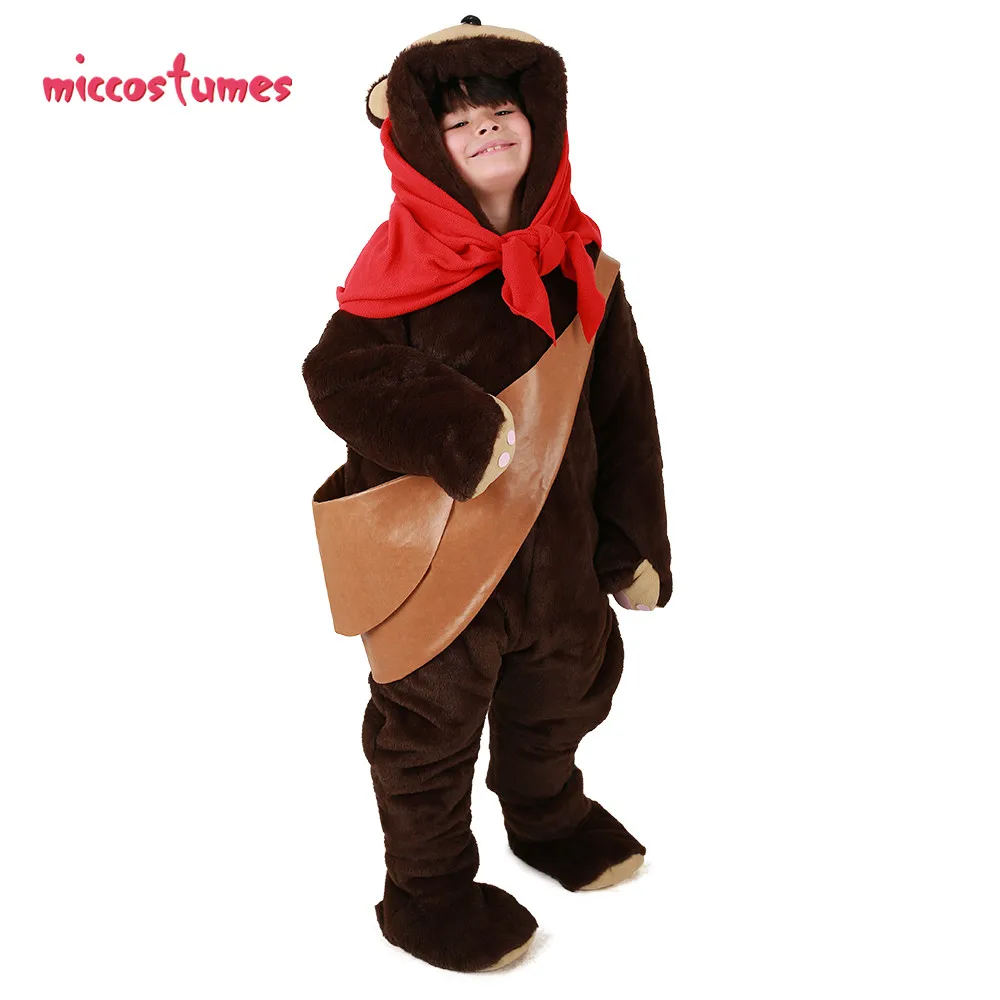 Детский костюм медведя Ewok талисман с шарфом цельный на Хэллоуин |