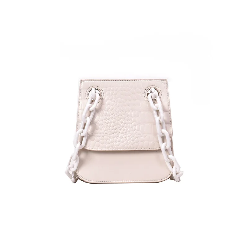 Light pink Летние женские Простые Сумки из искусственной кожи с цепочкой, Женские однотонные сумки-мессенджеры с застежкой, модные сумки для девочек, сумки через плечо 19*6*20 см - Цвет: Light pink