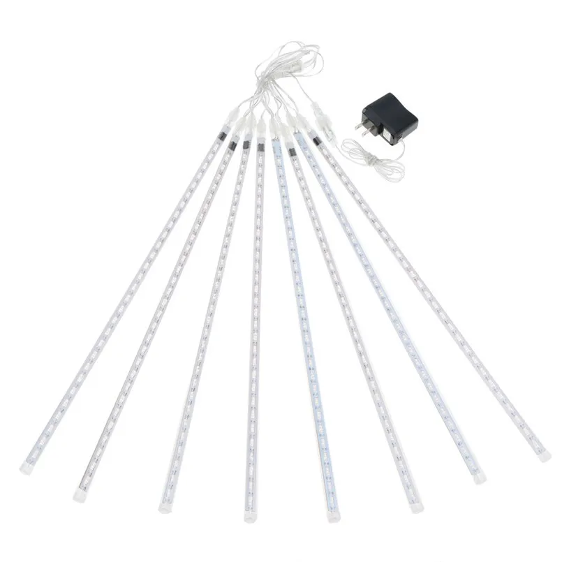 Теплый Белый Метеоритный дождь трубки Рождественская гирлянда светильник