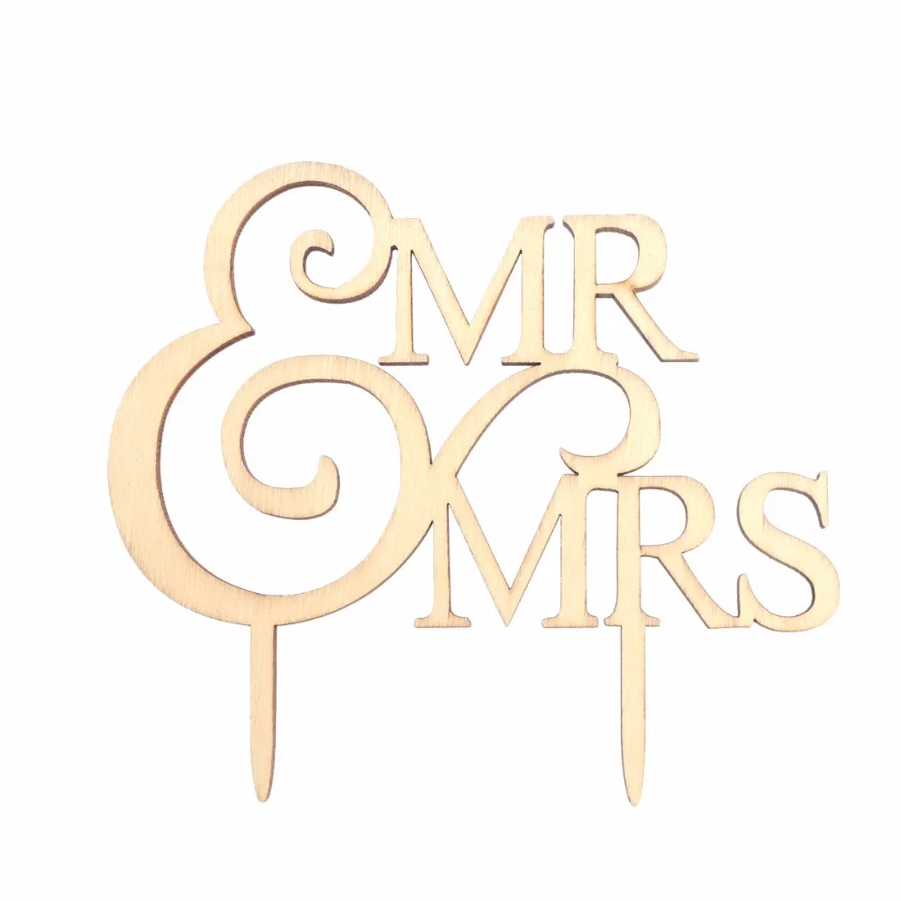 Mr& Mrs Сердце Деревянный Торт Топпер Палочки свадебный торт Топпер Фото Реквизит на День святого Валентина День рождения украшения
