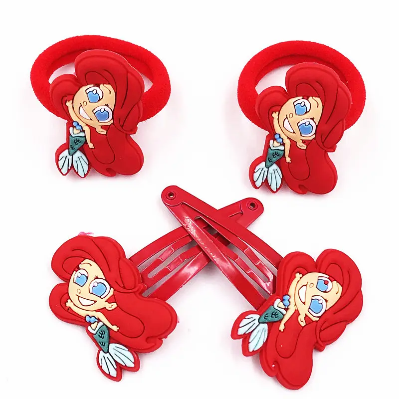 1lot=4pcs Princess Girls Elastic Rubber Bands Hair Ties Gum Cartoon Ponytail Holders Accessories clips BB pins | Детская одежда и