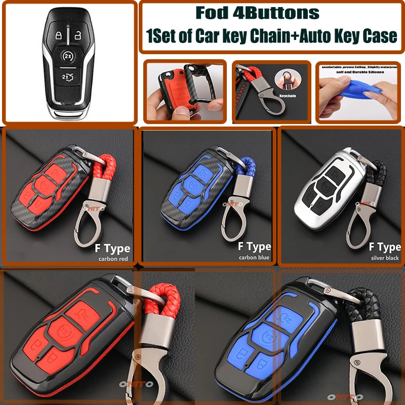 Автомобильный брелок 4 кнопки чехол для автомобильной клавиатуры Ford Carbon Red /Black /Blue